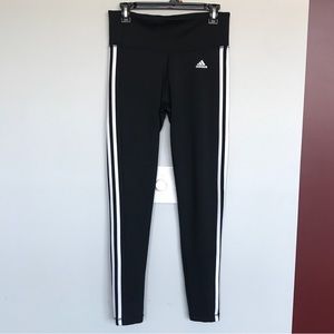 Adidas Climalite Three Stripe Black Leggings Size M